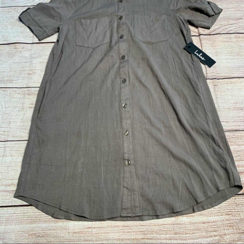 NEW lulu’s Green Button Up Dress Size Small - Picture 3 of 10